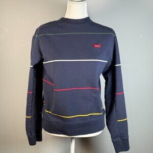 Nike SB Mens Striped Pullover Sweater Size Medium Cotton Blend Navy Blue